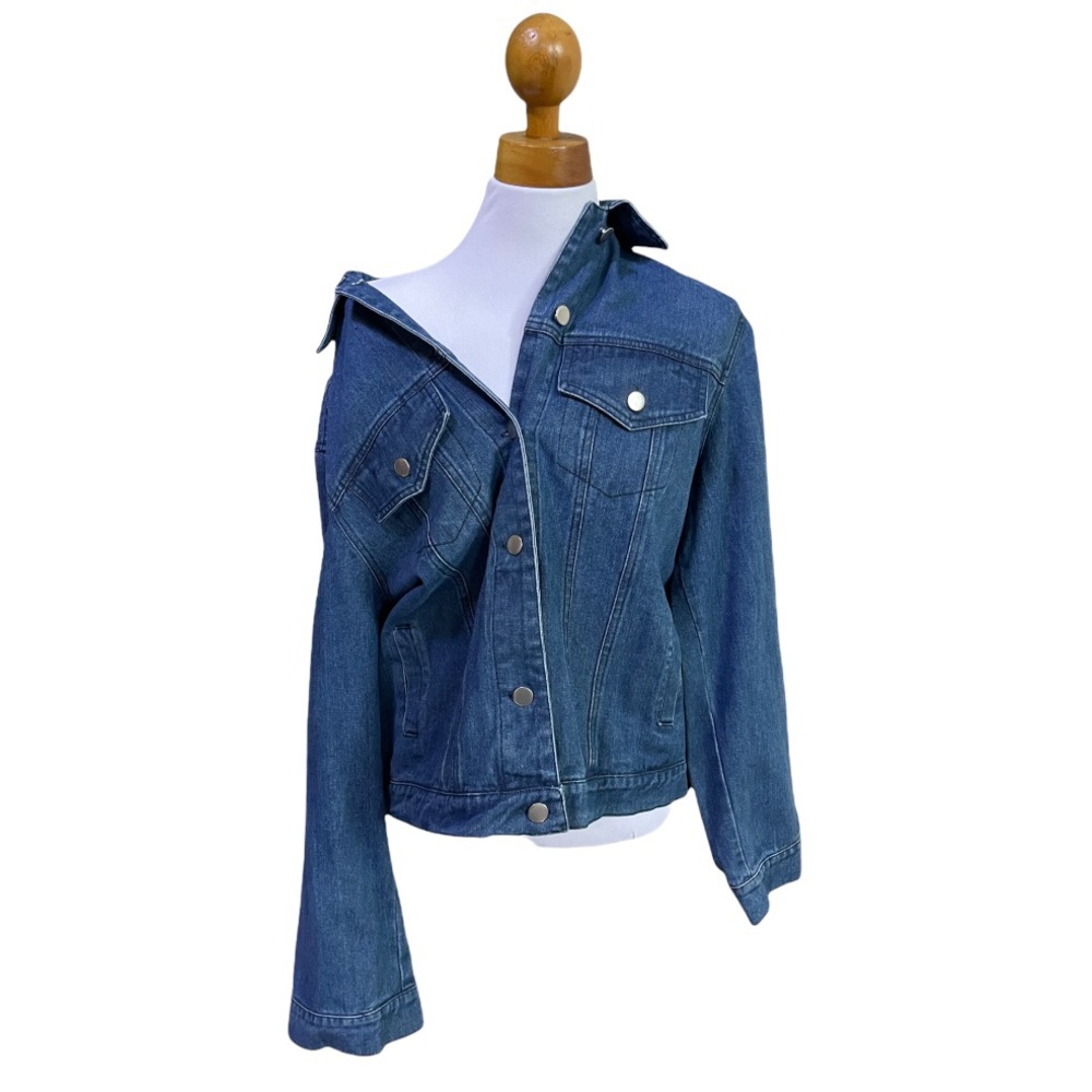 NEW Oversized Denim Lace Cross Back Jacket - Picture 3 of 9